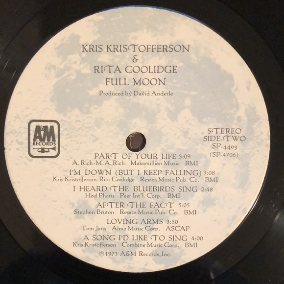 Kris Kristofferson & Rita Coolidge Full Moon Vinyl Album '73 - Picture 5 of 8